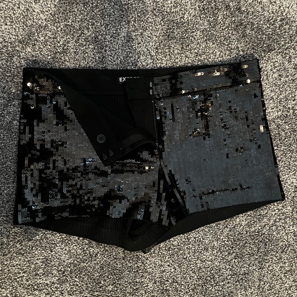 Express Black ALL Sequin Shorts